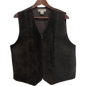 Leather Vest Women's Large Brown Full Zip Cowgirl Rocker 90s Mom Waistcoat